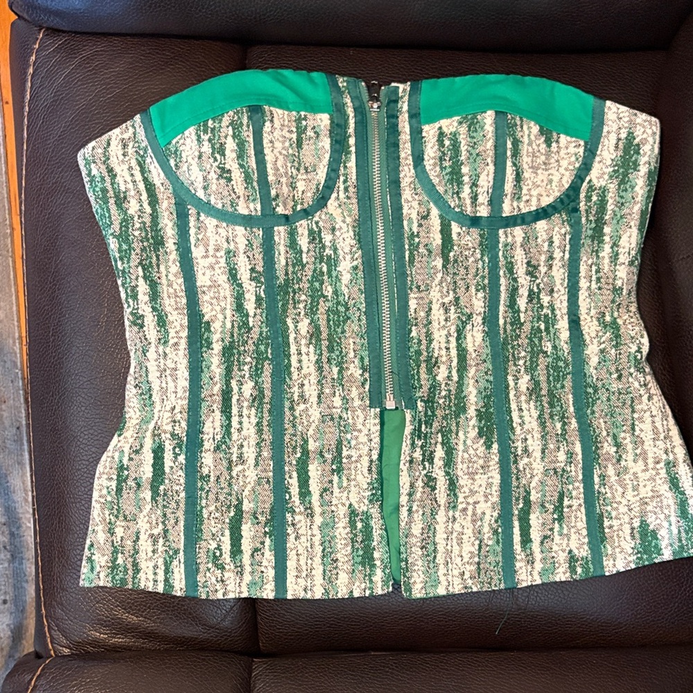 Chic Green and White Women's Bustier Top